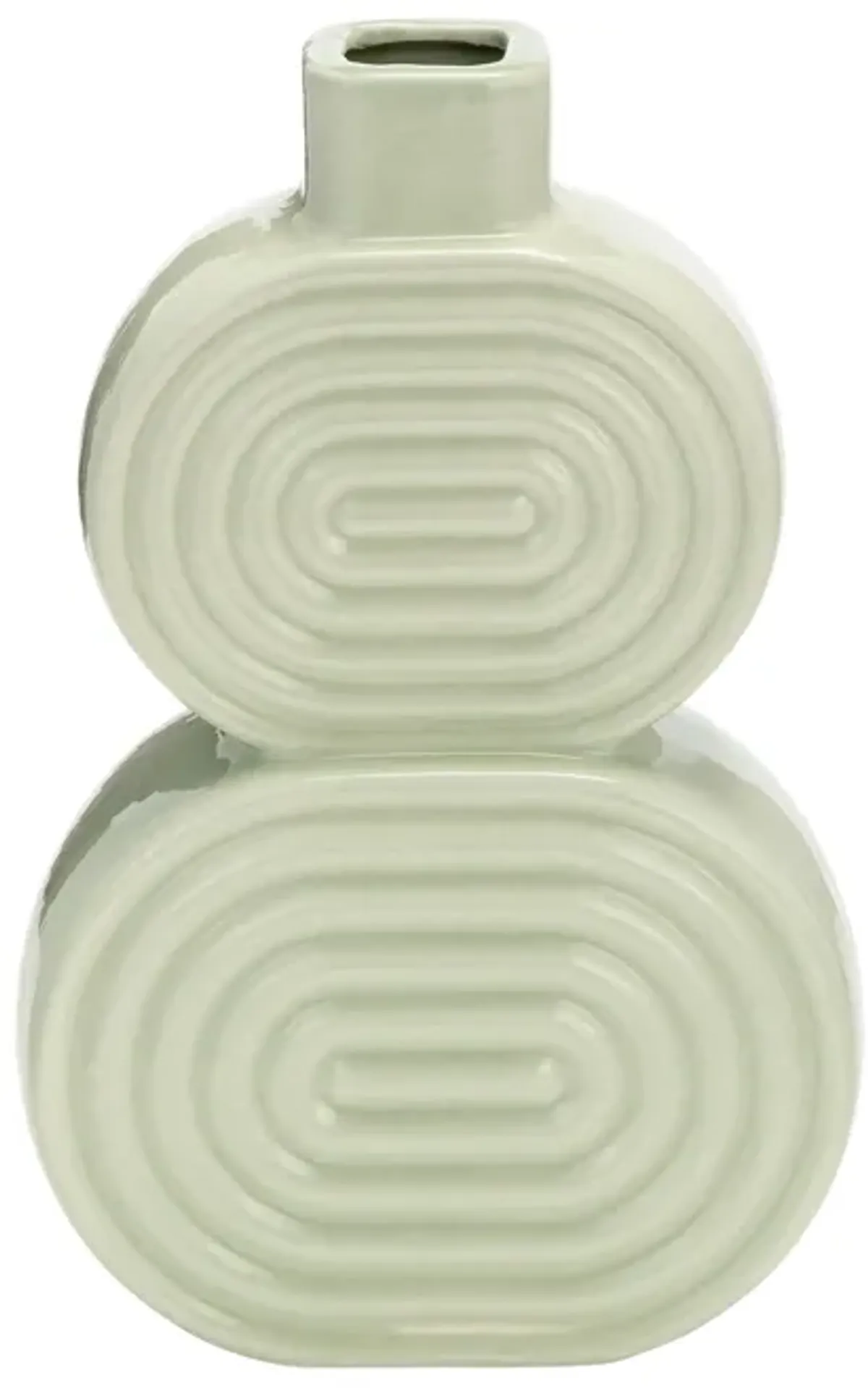 Cer, 10" Stacked Circles Vase, Cucumber