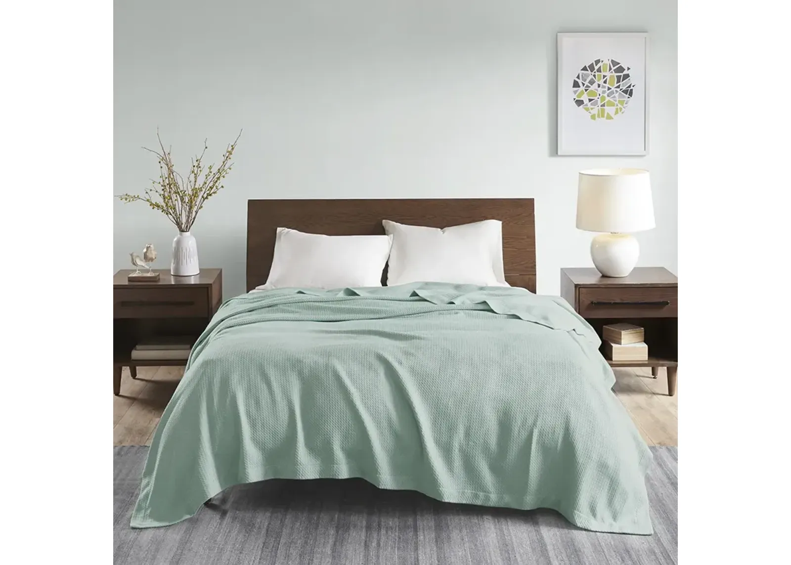 Madison Park Egyptian Cotton Seafoam Blanket