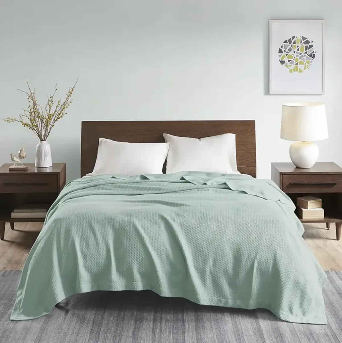 Madison Park Egyptian Cotton Seafoam Blanket