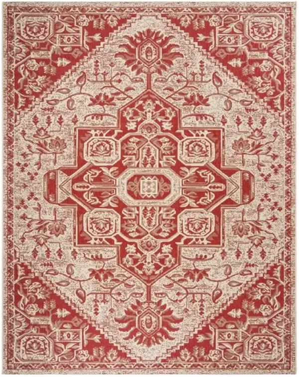 Safavieh BEACH HOUSE Collection BHS138Q-6SQ Red / Creme 6'-7" X 6'-7" Square