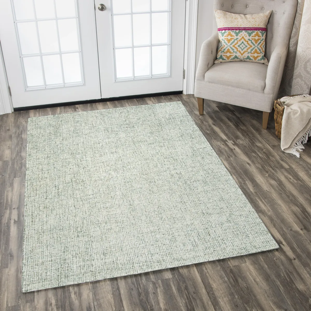 Brindleton Green Tweed Wool 5' x 8' Rectangle Rug