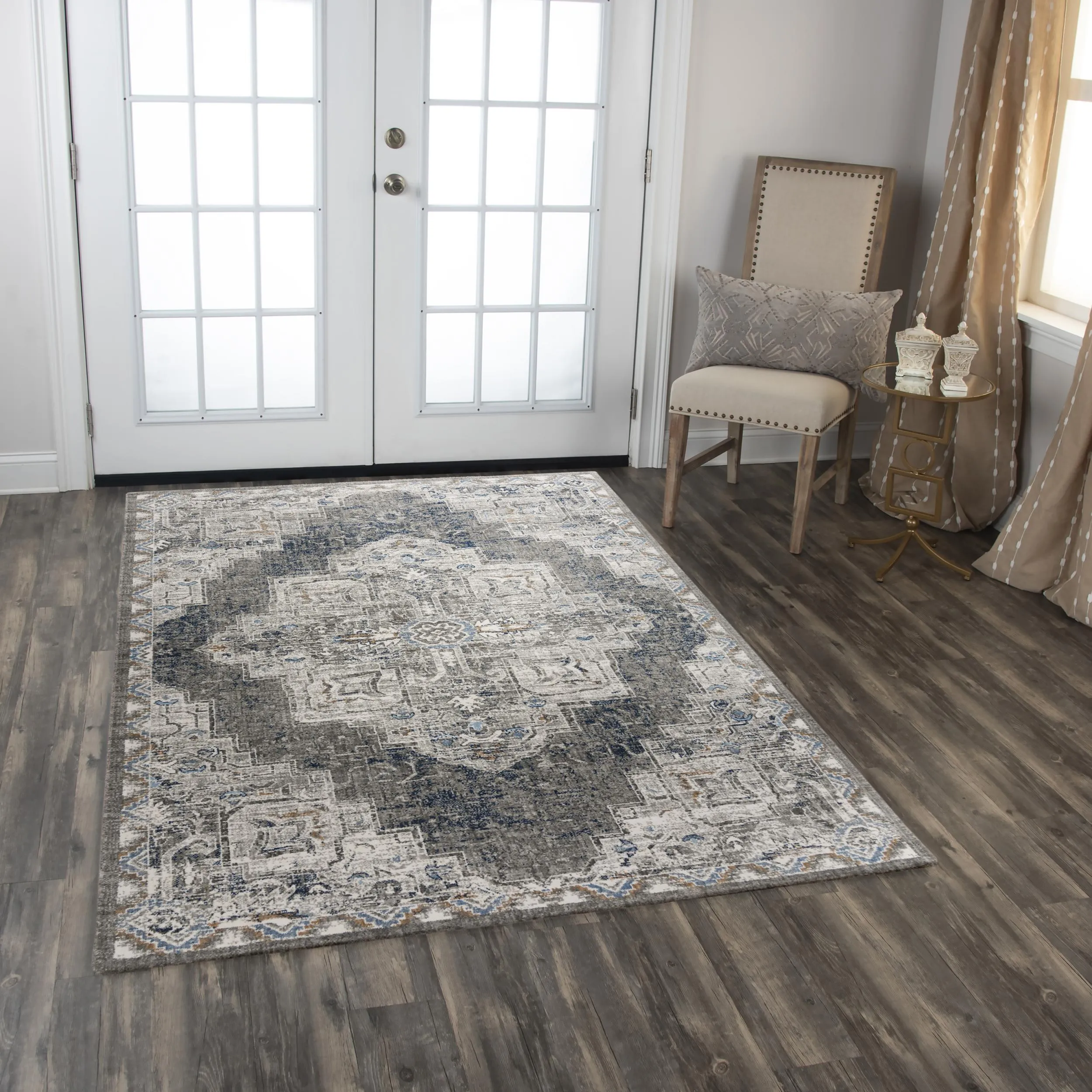 Anatolia Dk.Gray Medallion Recycled Polyester 8' x 10' Rectangle Rug