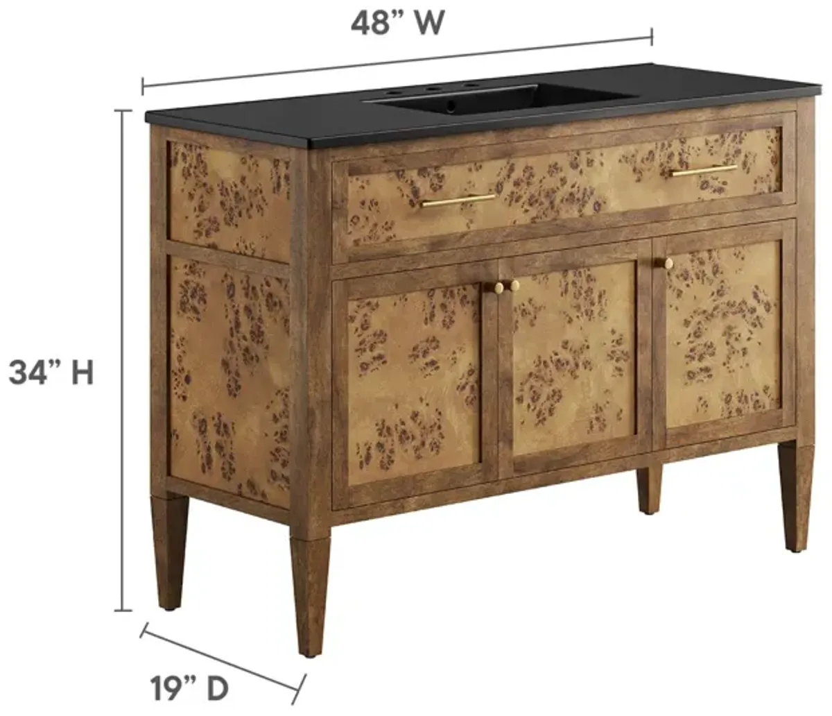 Elysian 48" Wood Single Sink Bathroom Vanity