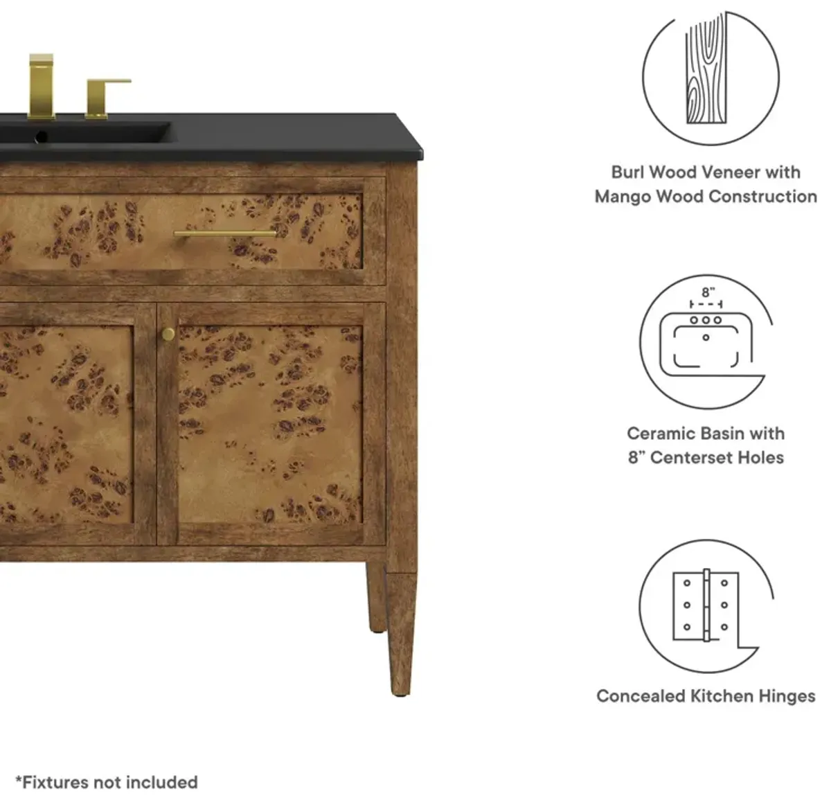 Elysian 48" Wood Single Sink Bathroom Vanity