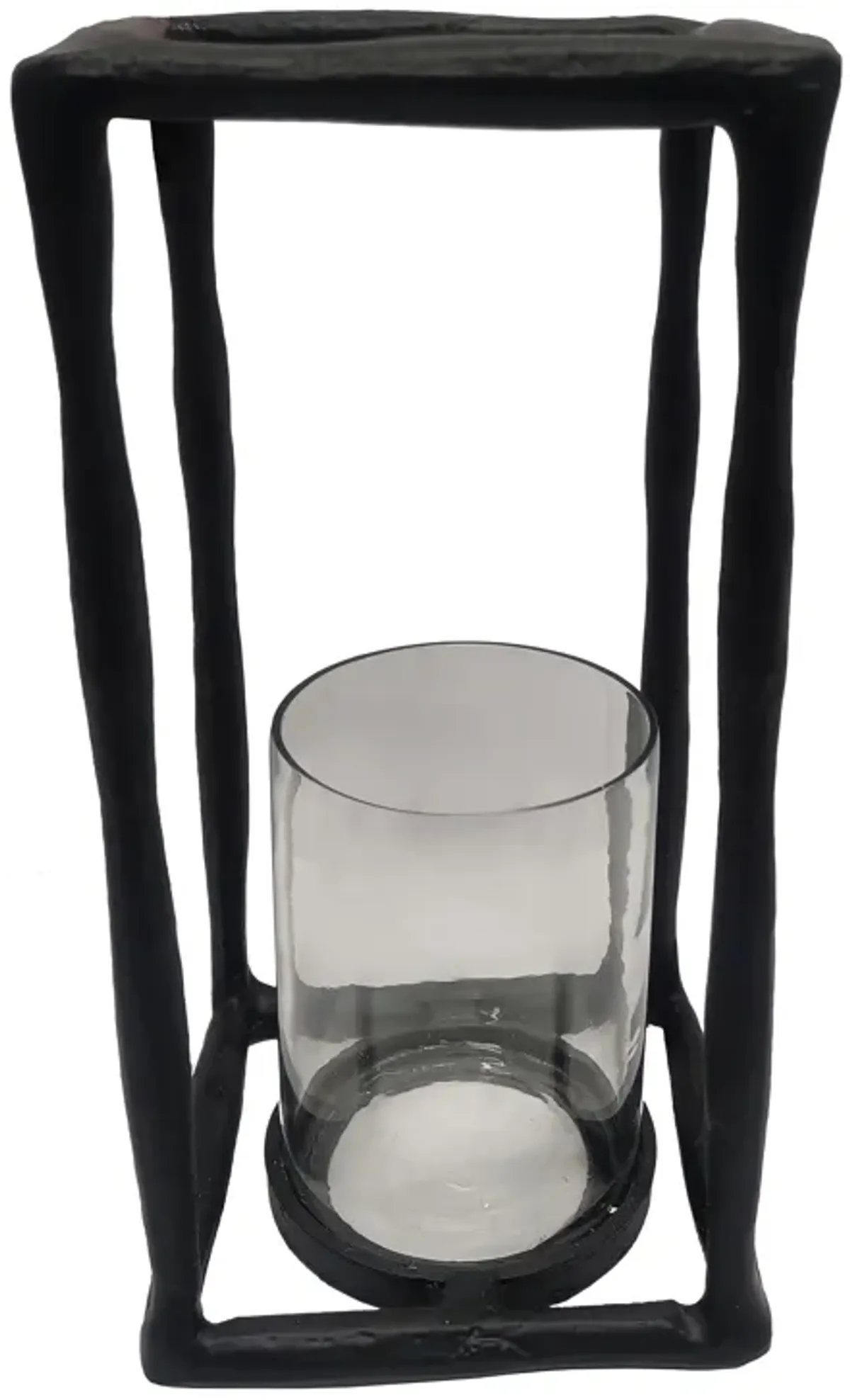Metal, 12" Open Square Hurricane Holder, Black