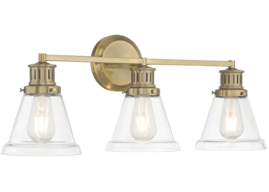 Alden Bath Light - Antique Brass, Clear