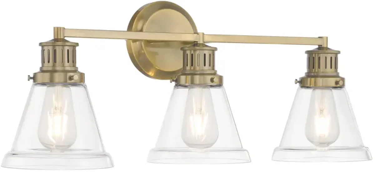 Alden Bath Light - Antique Brass, Clear