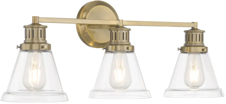 Alden Bath Light - Antique Brass, Clear