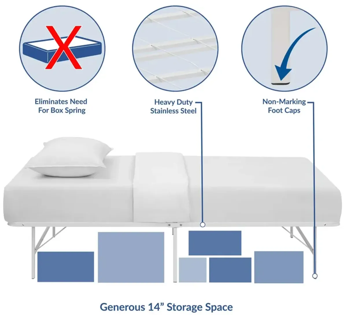 Horizon Twin Stainless Steel Bed Frame