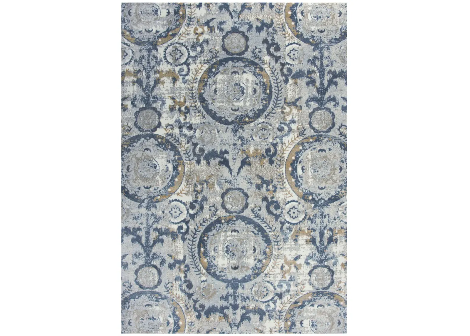 Bristol Beige/Blue Circles Polypropylene/Polyester 3'11" x 5'6" Rectangle Rug