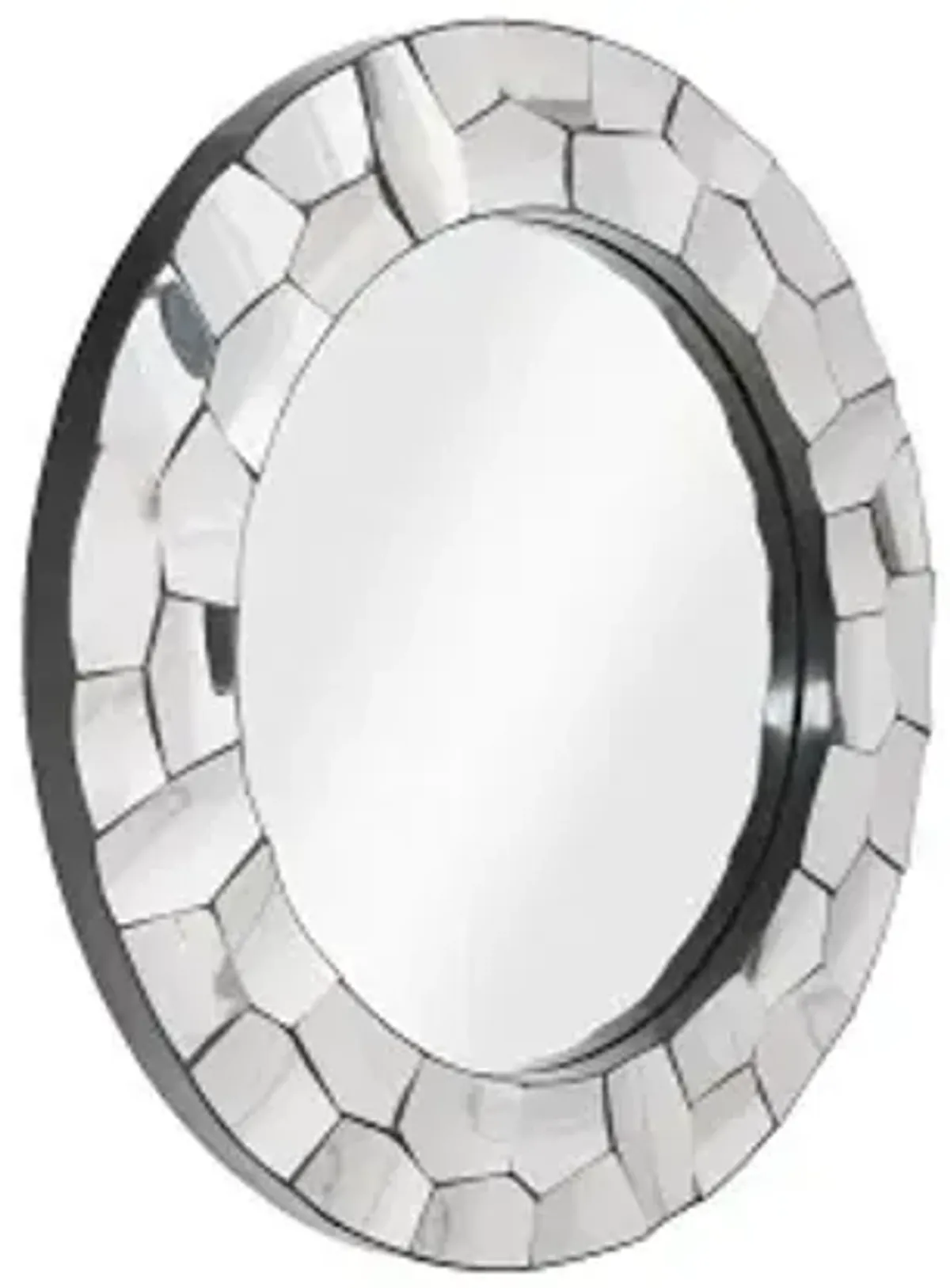 crazy cut mirror, round, stainless steel