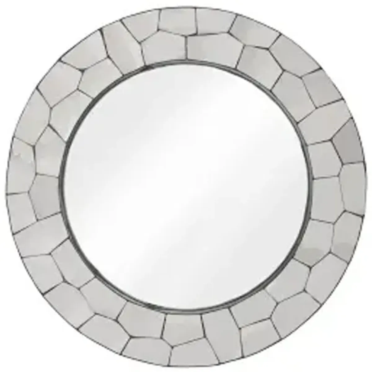 crazy cut mirror, round, stainless steel