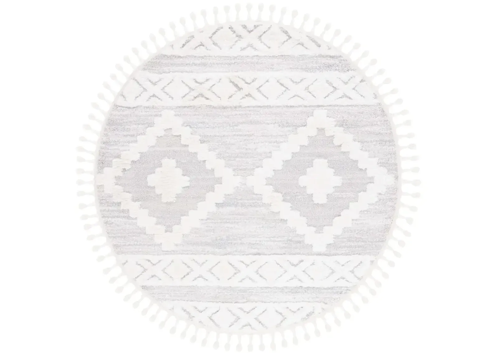 MOROCCAN TASSEL SHAG 640 IVORY  8' x 8' Round Round Rug