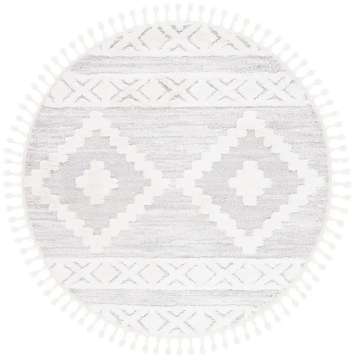 MOROCCAN TASSEL SHAG 640 IVORY  8' x 8' Round Round Rug