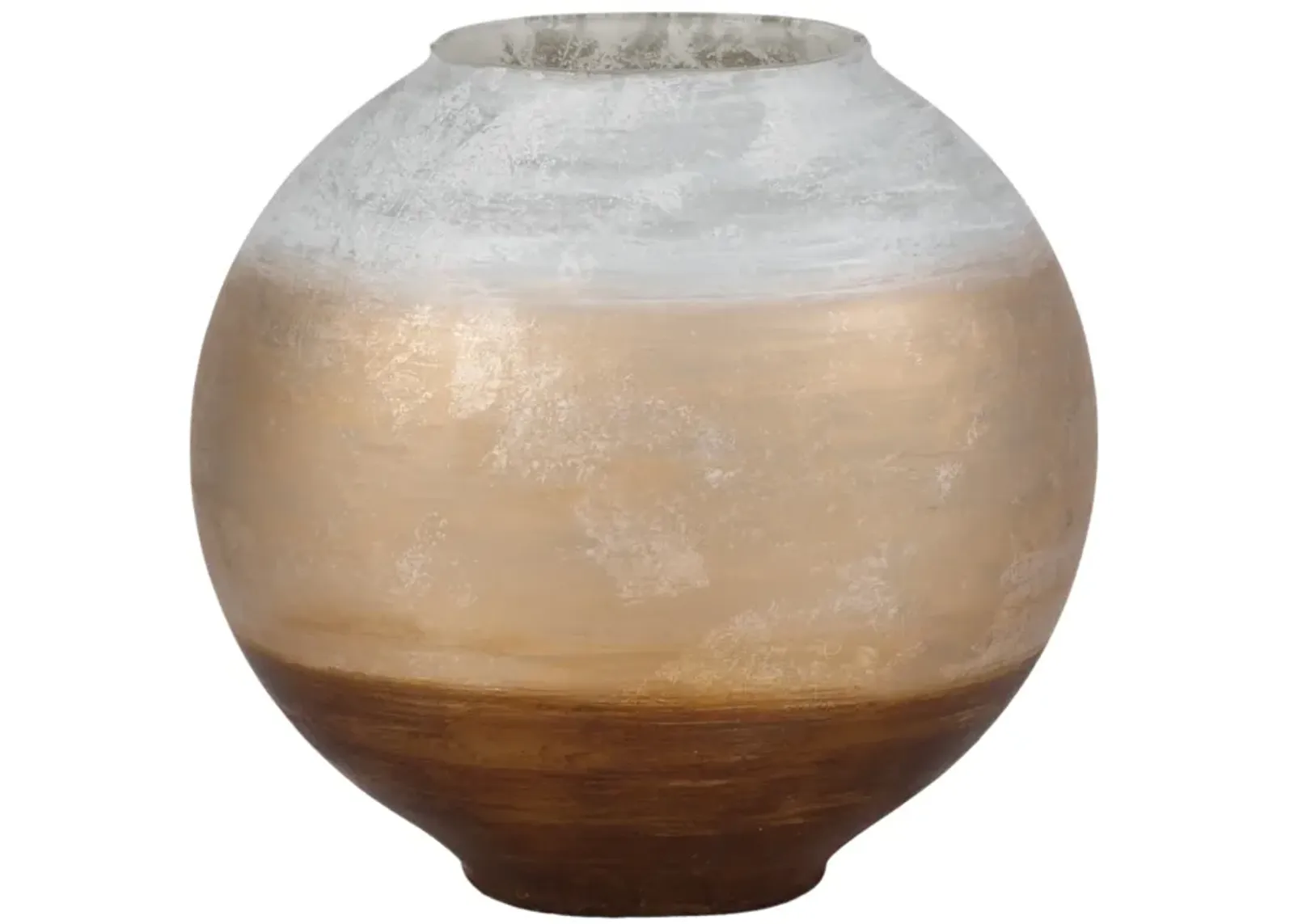 13" Gold Ombre Round Vase, White/gold