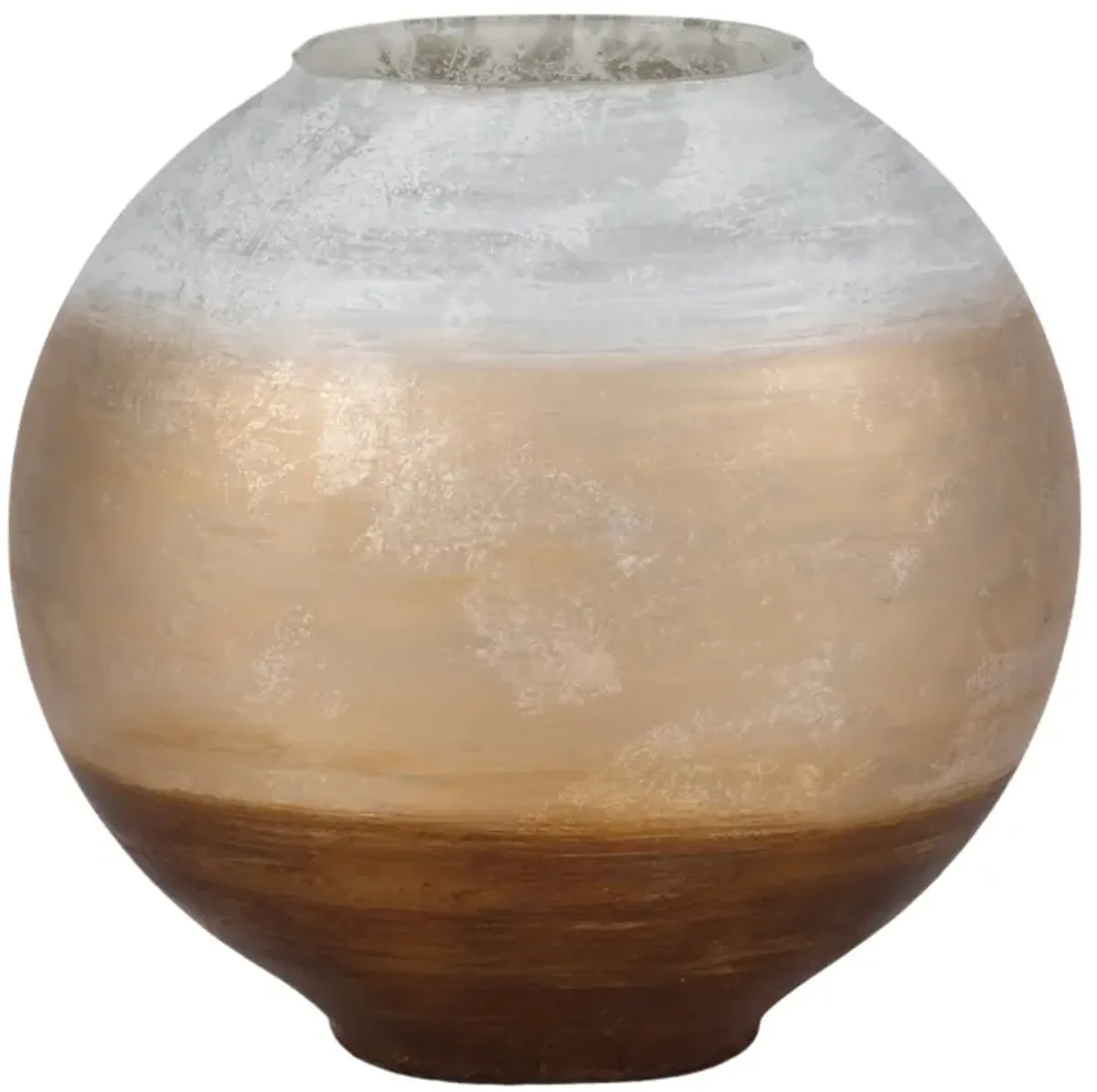 13" Gold Ombre Round Vase, White/gold