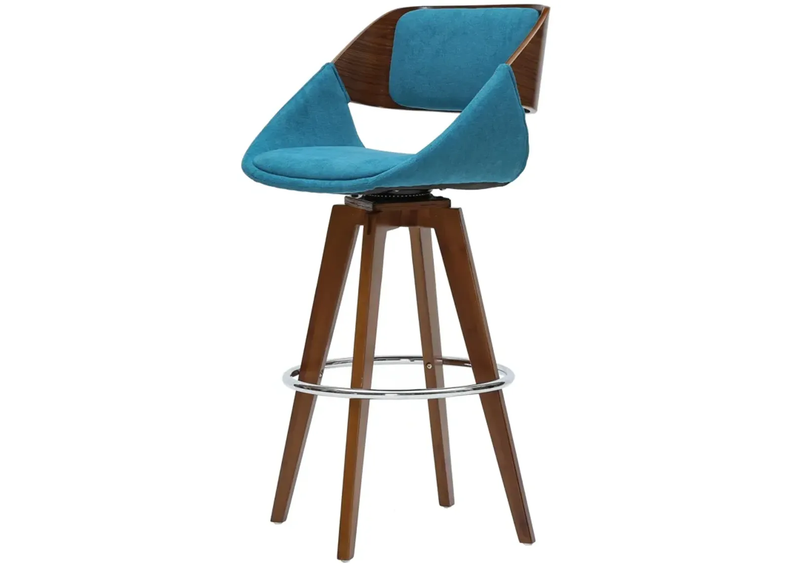 cyprus kd fabric bamboo counter stool, santorini teal/walnut