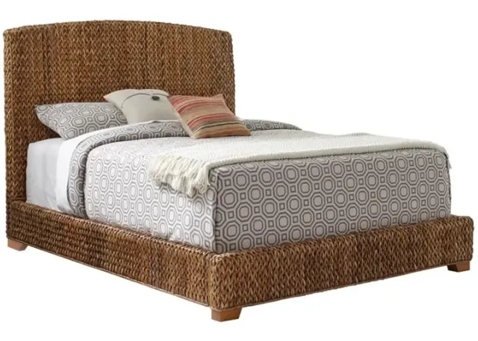 Aarav Hand-Woven Banana Leaf Queen Bed Amber