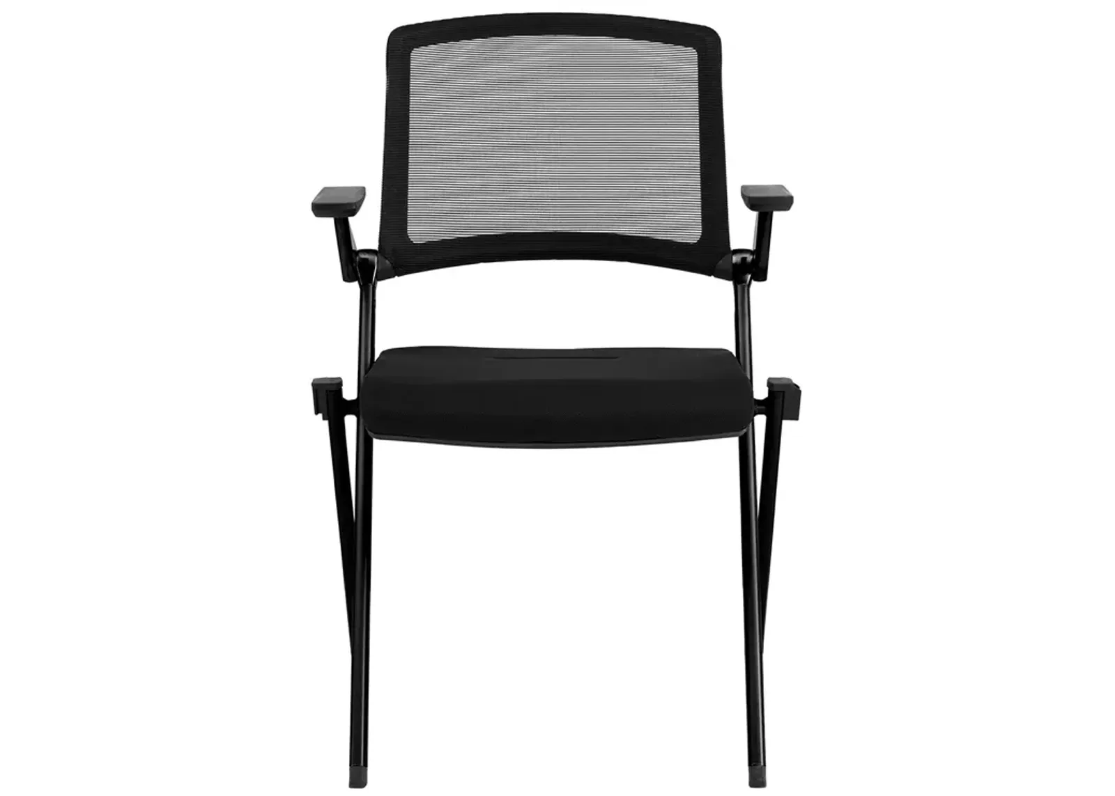 Hilma Stacking Visitor Chair in Black Seat Fabric and Mesh Back with Matte Black Frame - Set of 2