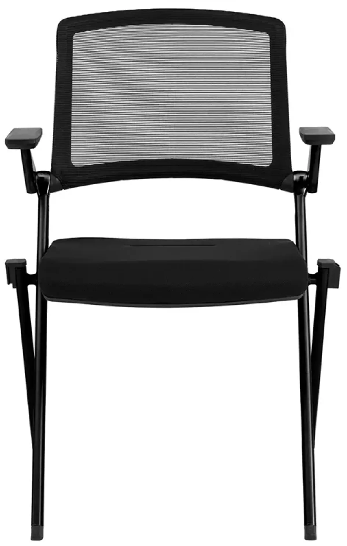 Hilma Stacking Visitor Chair in Black Seat Fabric and Mesh Back with Matte Black Frame - Set of 2