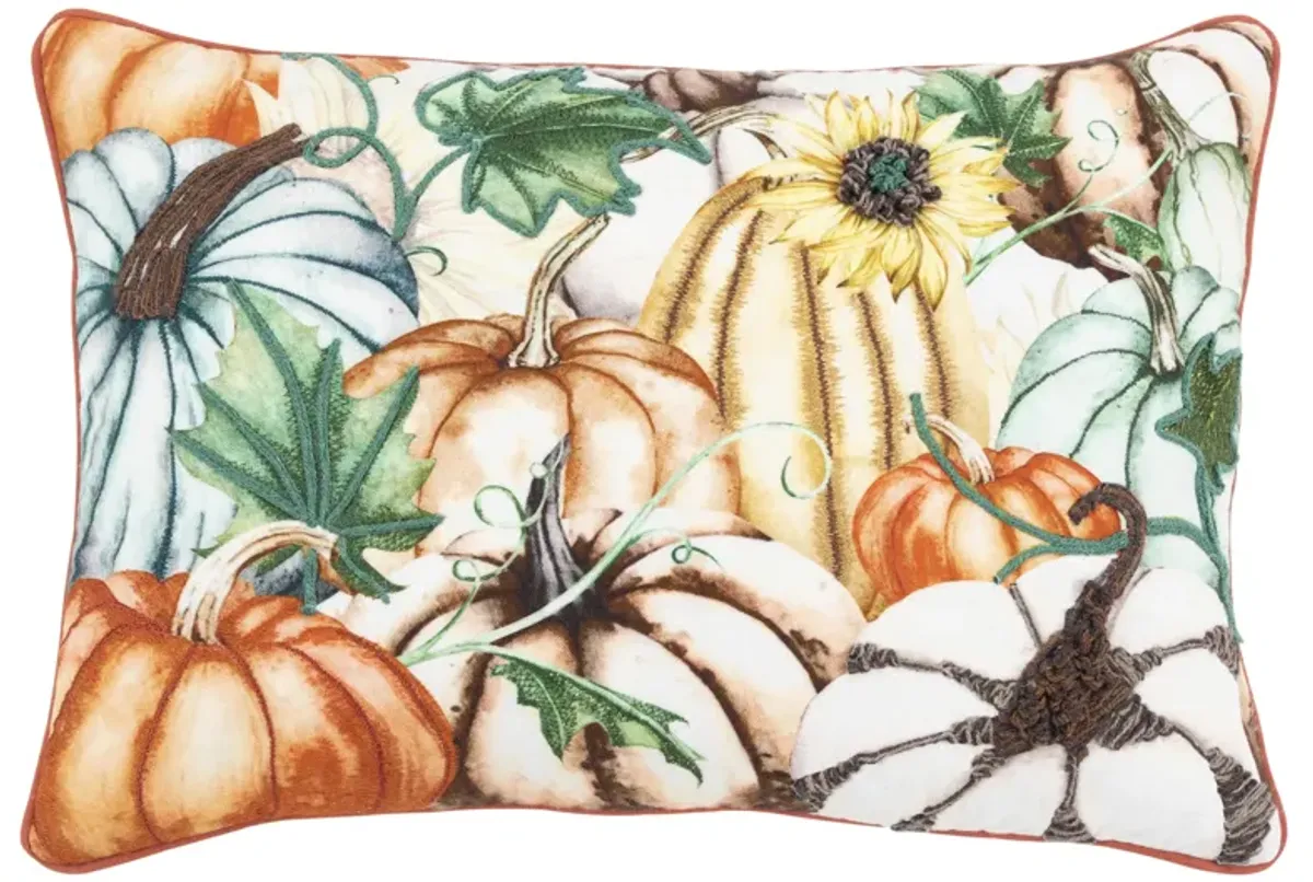 HARVEST 2021 Pumpkins Teal Pillow