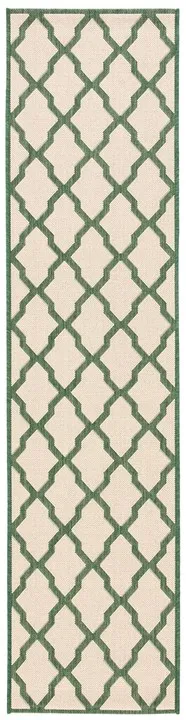 Safavieh BEACH HOUSE Collection BHS122W-28 Cream / Green 2'-2" X 8'