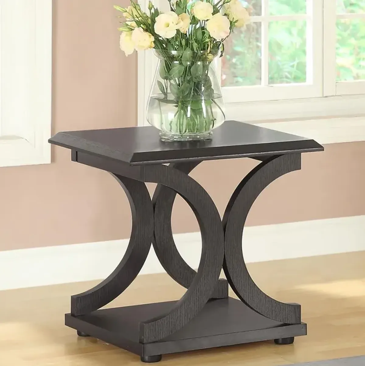 Shelly C-shaped Base End Table Cappuccino