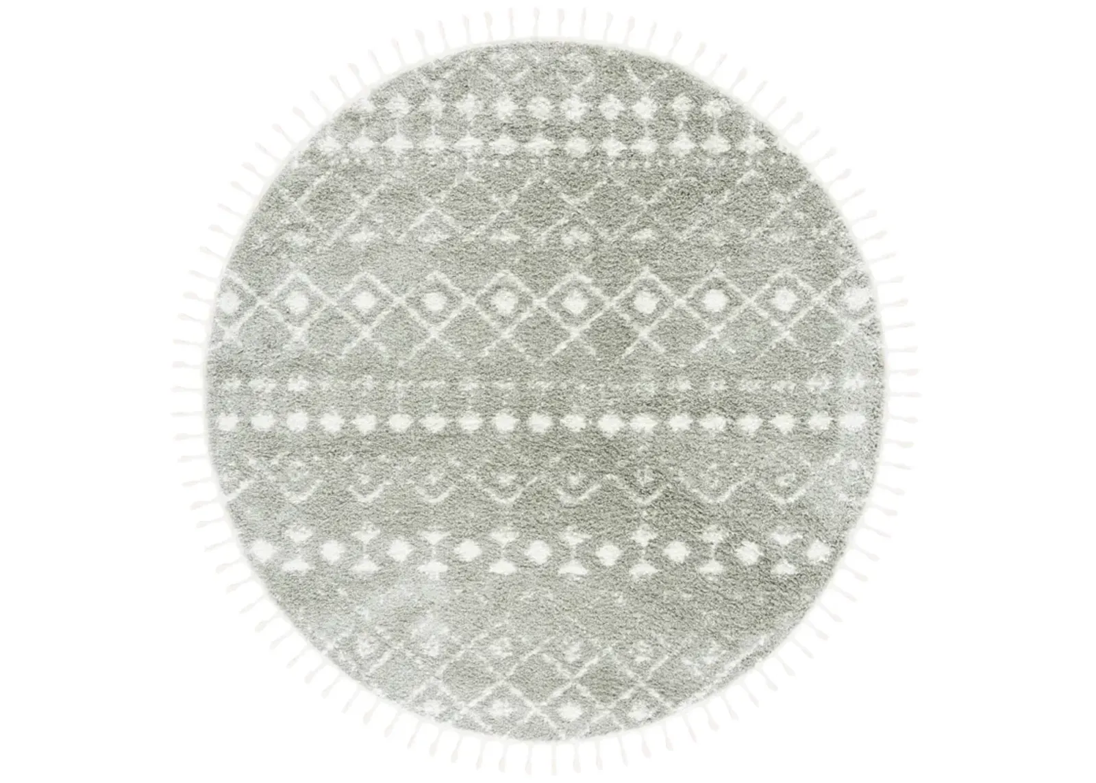 BERBER FRINGE SHAG 516 SAGE  3' x 3' Round Round Rug