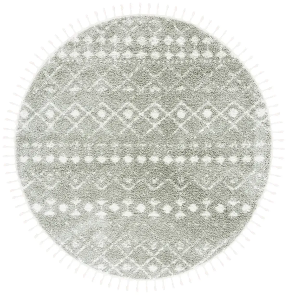 BERBER FRINGE SHAG 516 SAGE  3' x 3' Round Round Rug