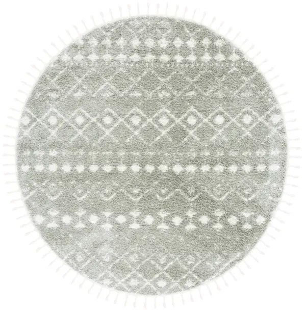 BERBER FRINGE SHAG 516 SAGE  3' x 3' Round Round Rug