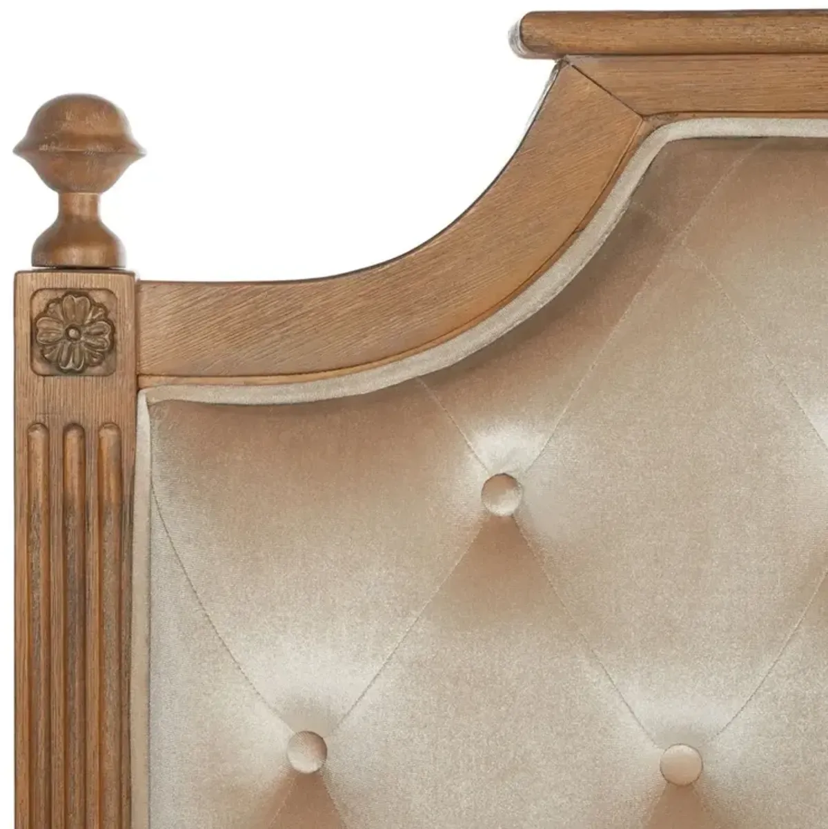 Rustic Wood Beige Tufted Velvet Queen Headboard