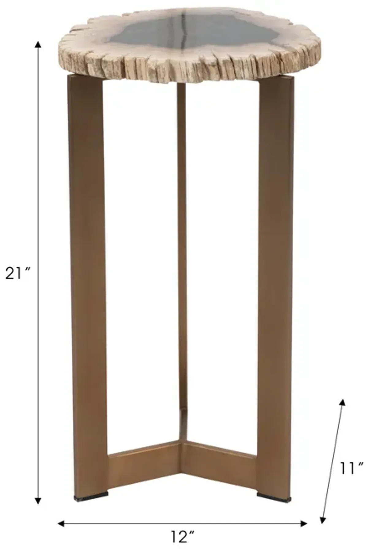 Petrified Wood, 21" Accent Table, Multi