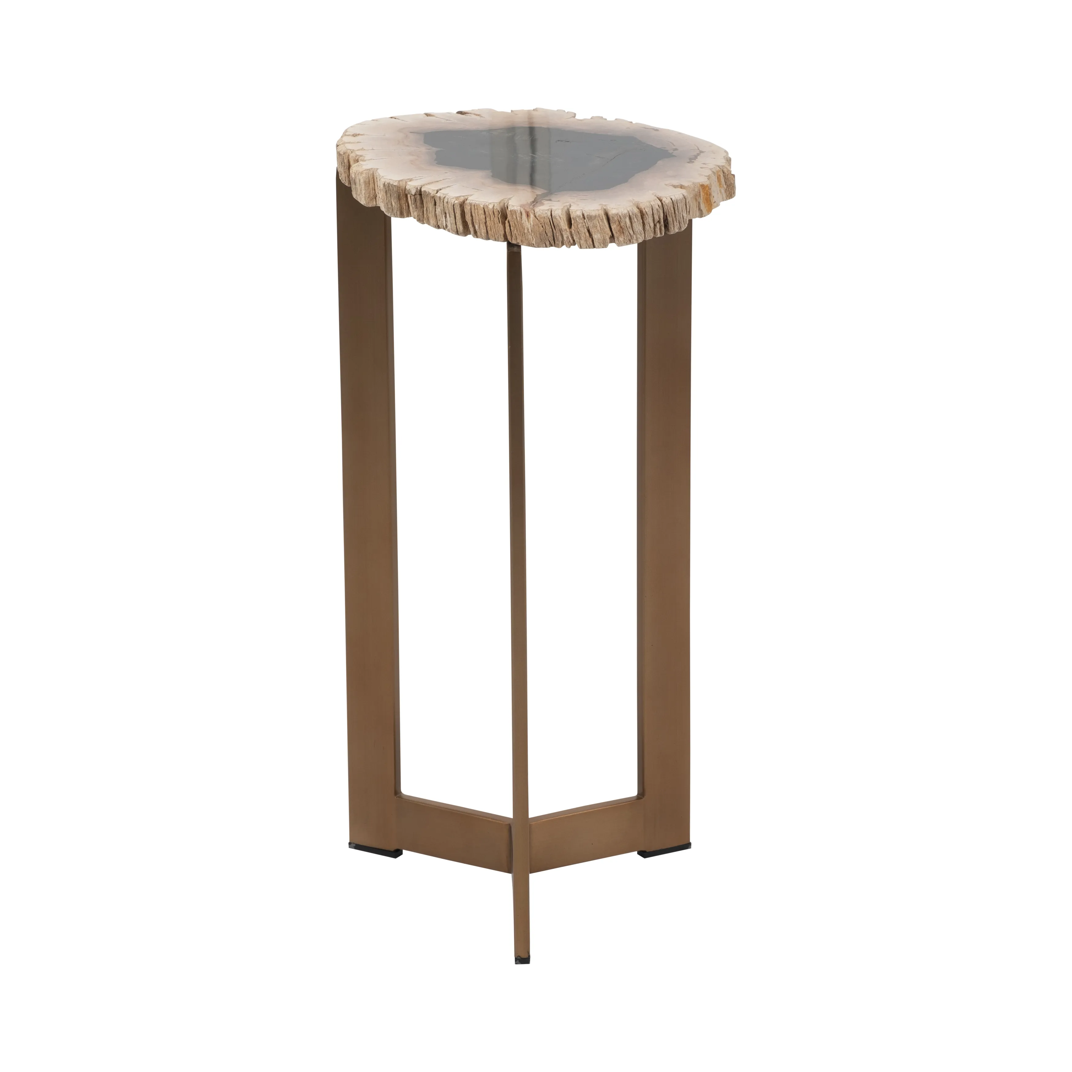 Petrified Wood, 21" Accent Table, Multi