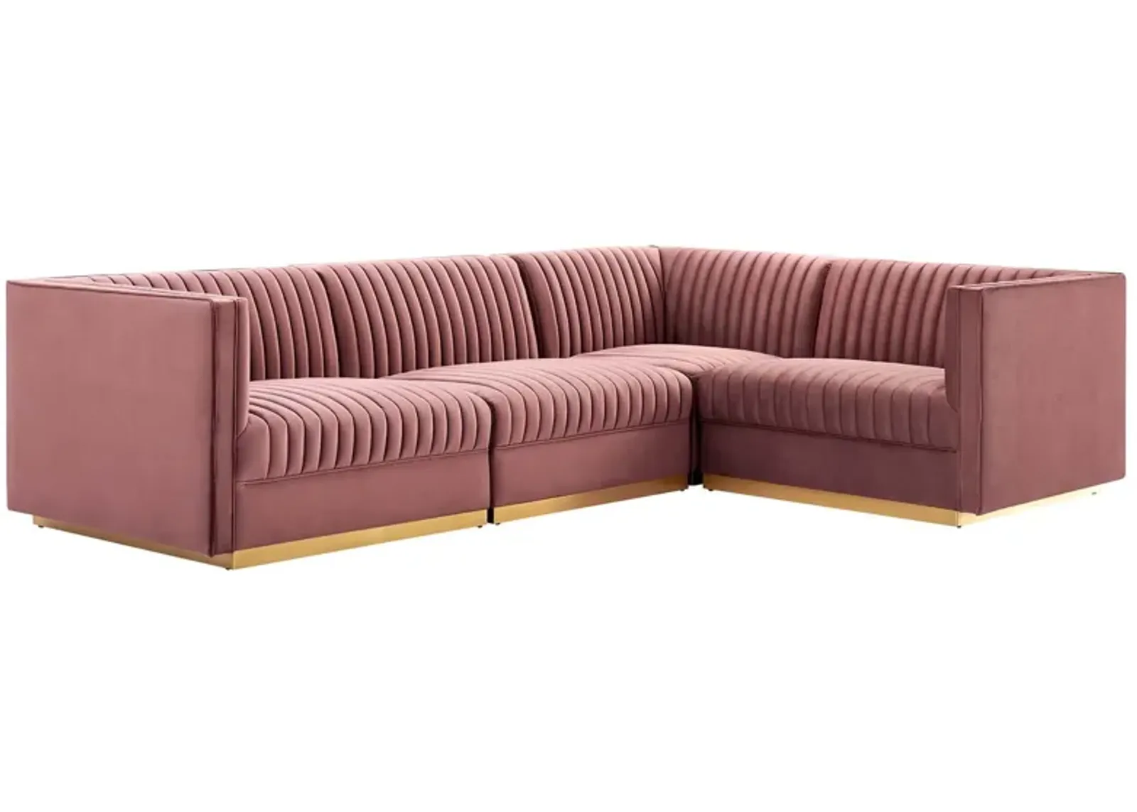 Sanguine Channel Tufted Performance Velvet 4-Piece Right-Facing  Sectional