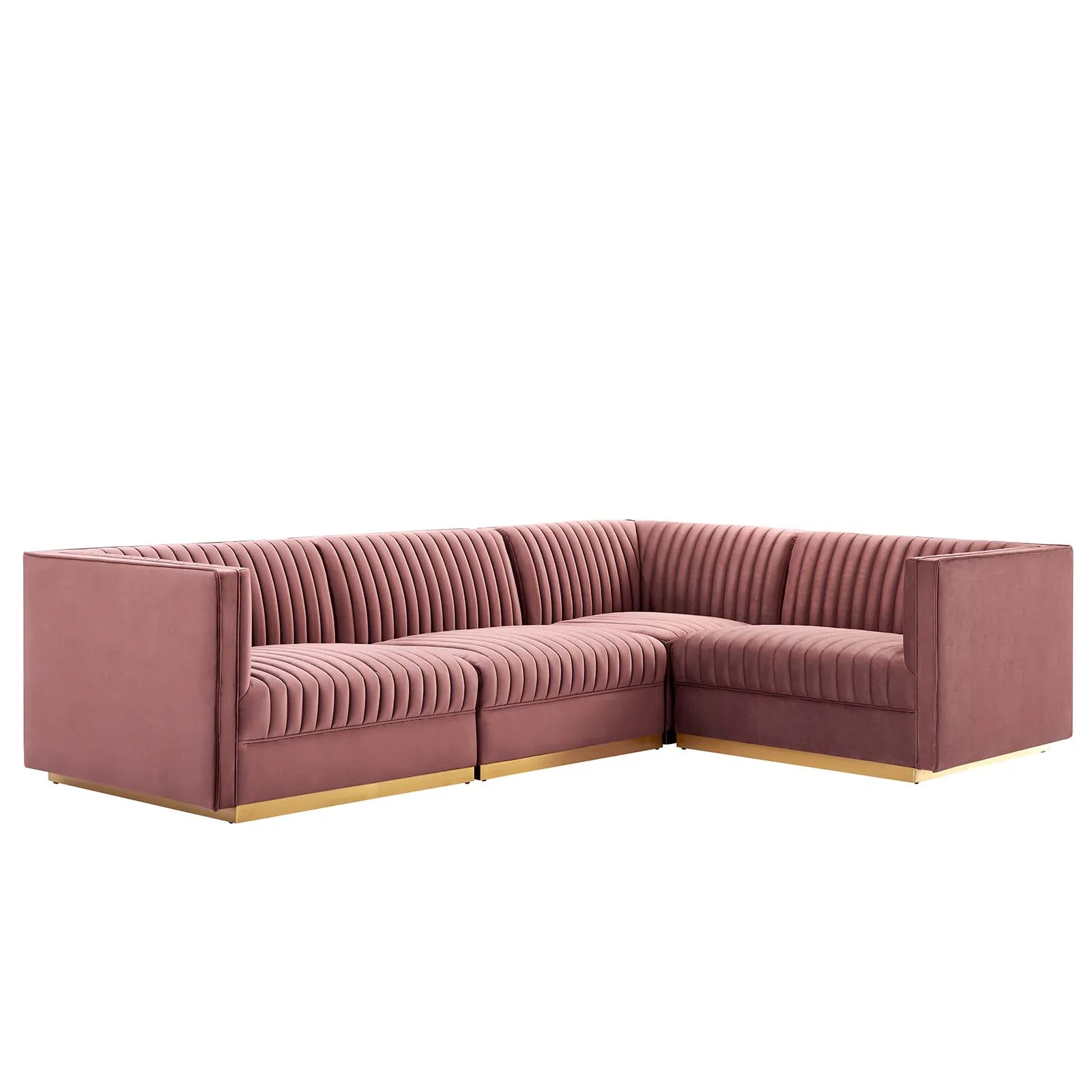 Sanguine Channel Tufted Performance Velvet 4-Piece Right-Facing  Sectional