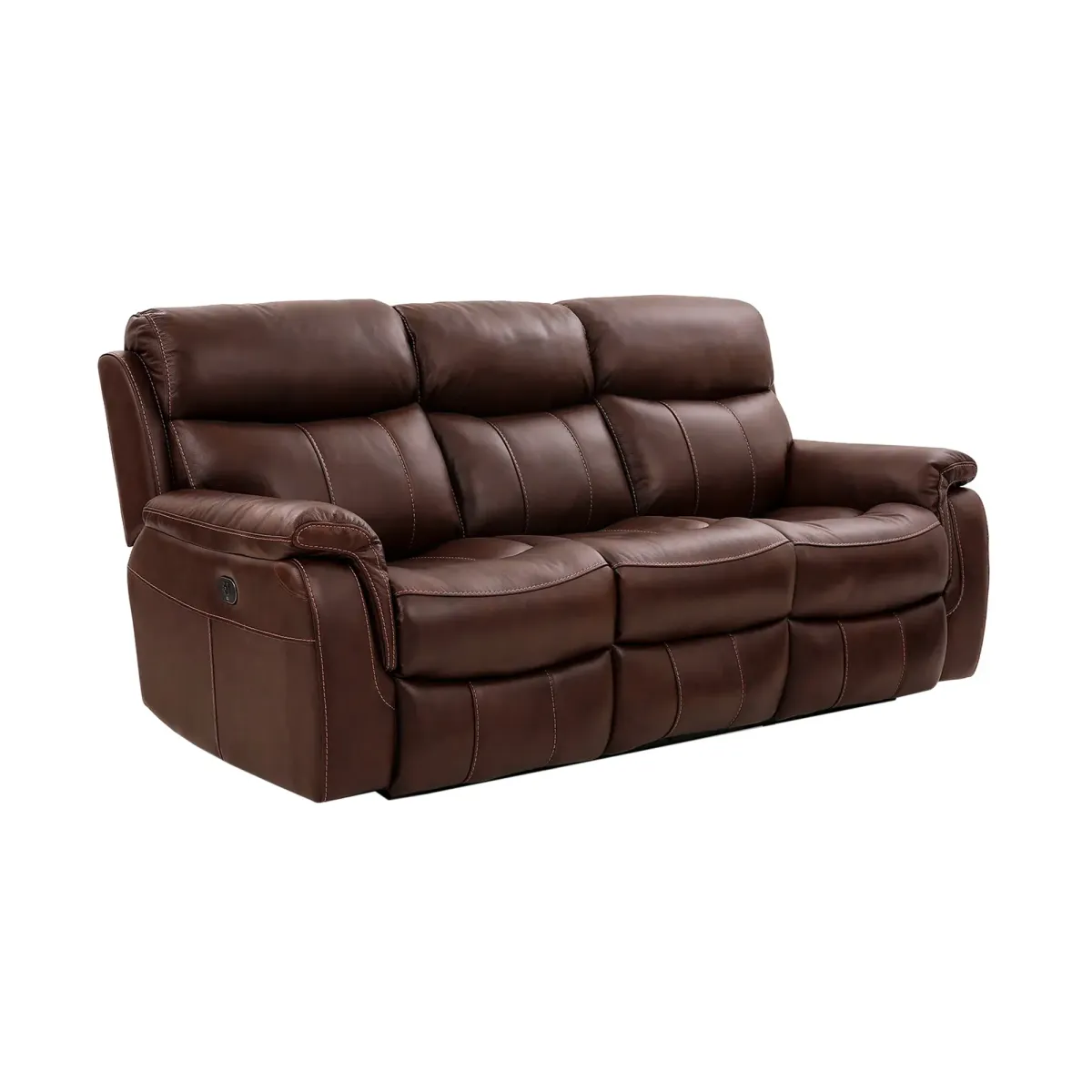 Montague Dual Power Headrest and Lumbar Support Reclining Sofa in Genuine Brown Leather