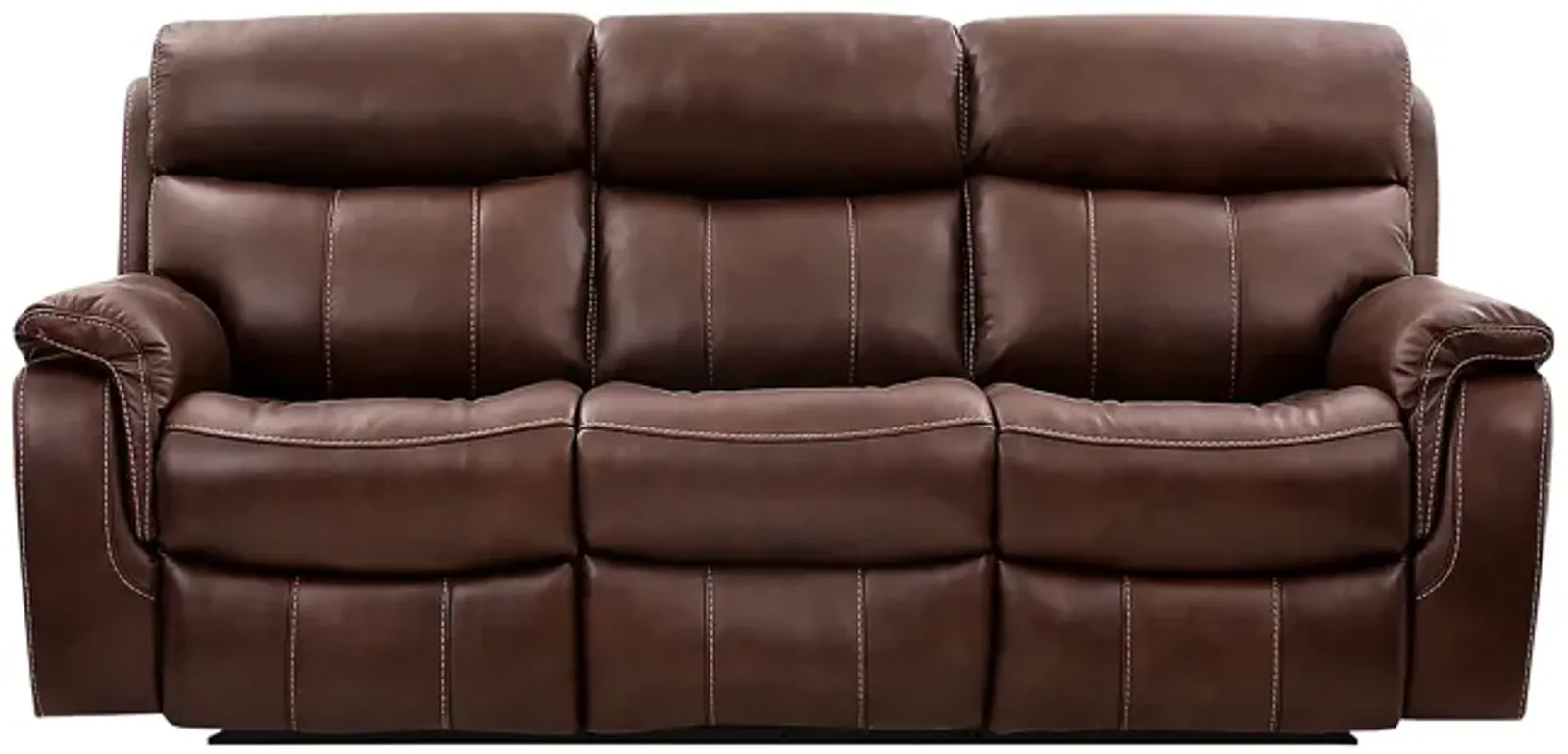 Montague Dual Power Headrest and Lumbar Support Reclining Sofa in Genuine Brown Leather