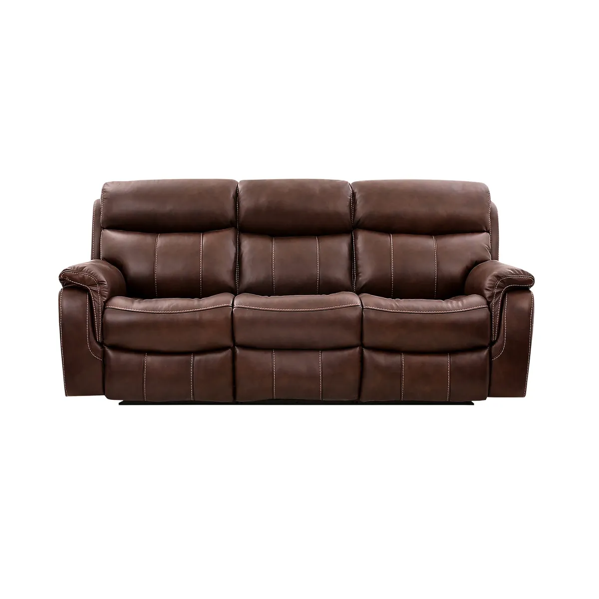 Montague Dual Power Headrest and Lumbar Support Reclining Sofa in Genuine Brown Leather