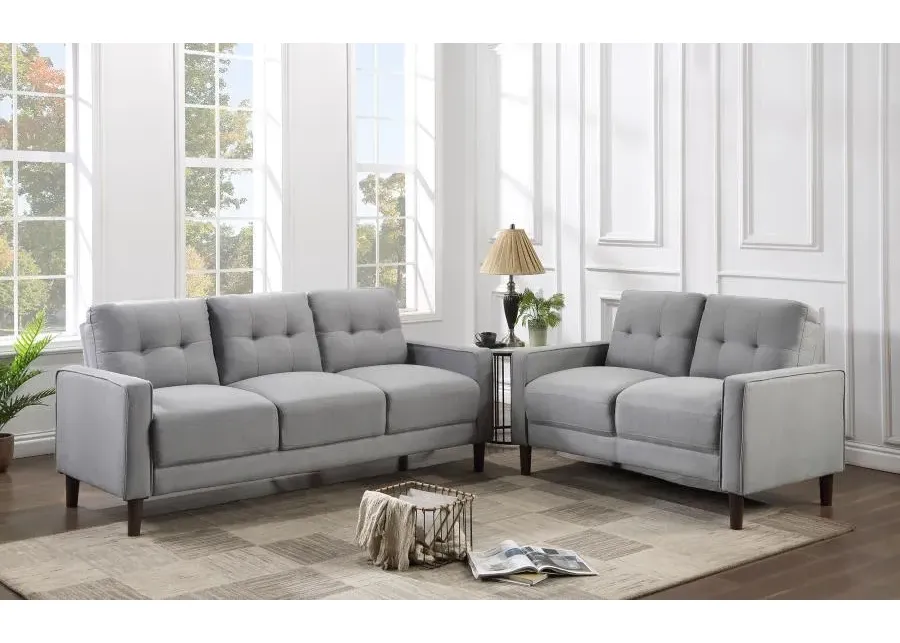 Bowen 2-piece Upholstered Track Arms Tufted Sofa Set Grey