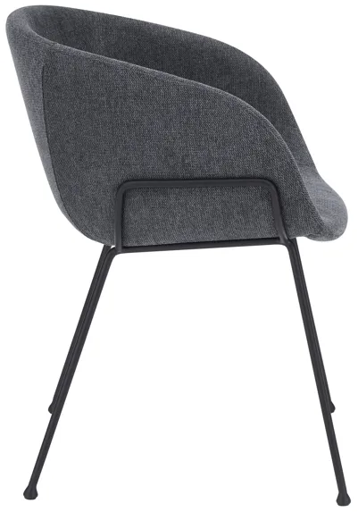 Zach Armchair in Dark Gray Fabric and Black Legs - Set of 2