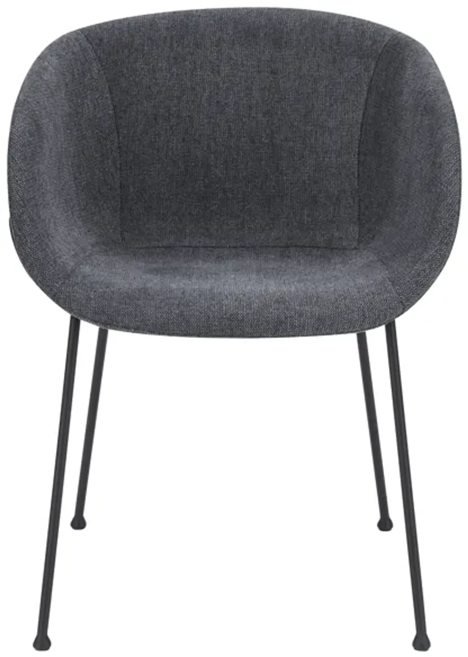 Zach Armchair in Dark Gray Fabric and Black Legs - Set of 2