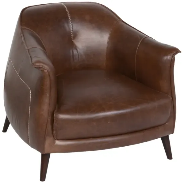 Macy Brown Leather Accent Chair