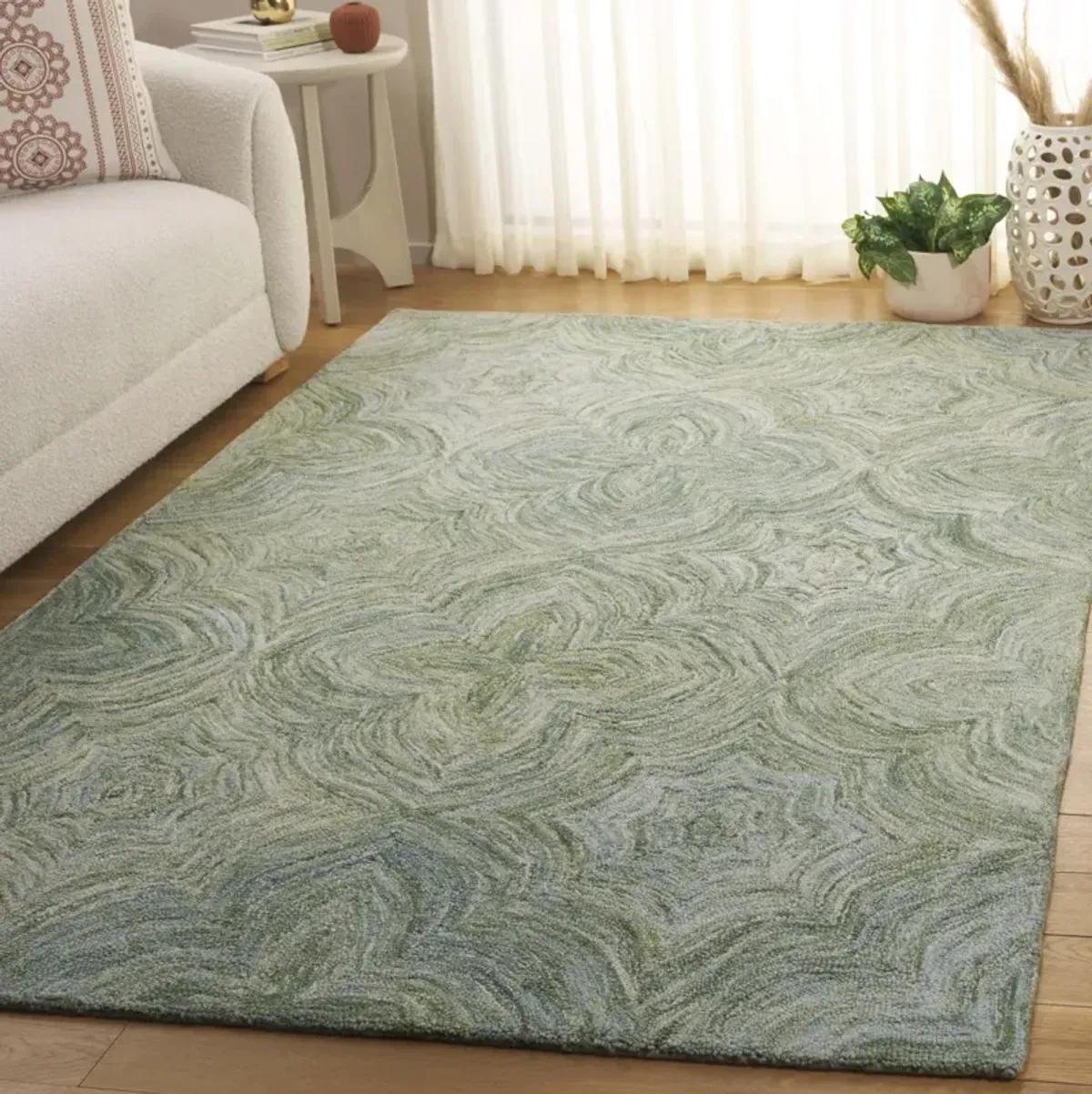 IKAT 632 SAGE  6' x 6' Square Square Rug