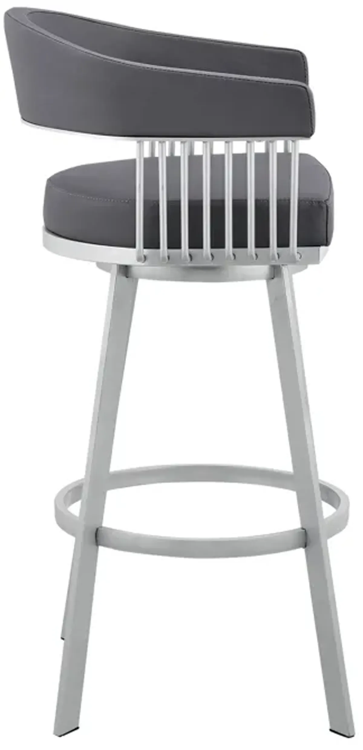 Chelsea 29" Slate Grey Faux Leather and Silver Metal Bar Stool