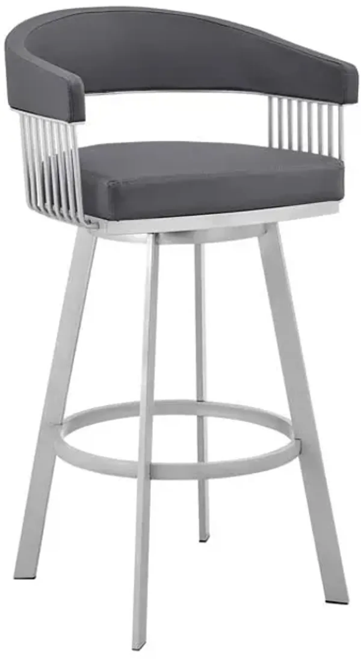 Chelsea 29" Slate Grey Faux Leather and Silver Metal Bar Stool