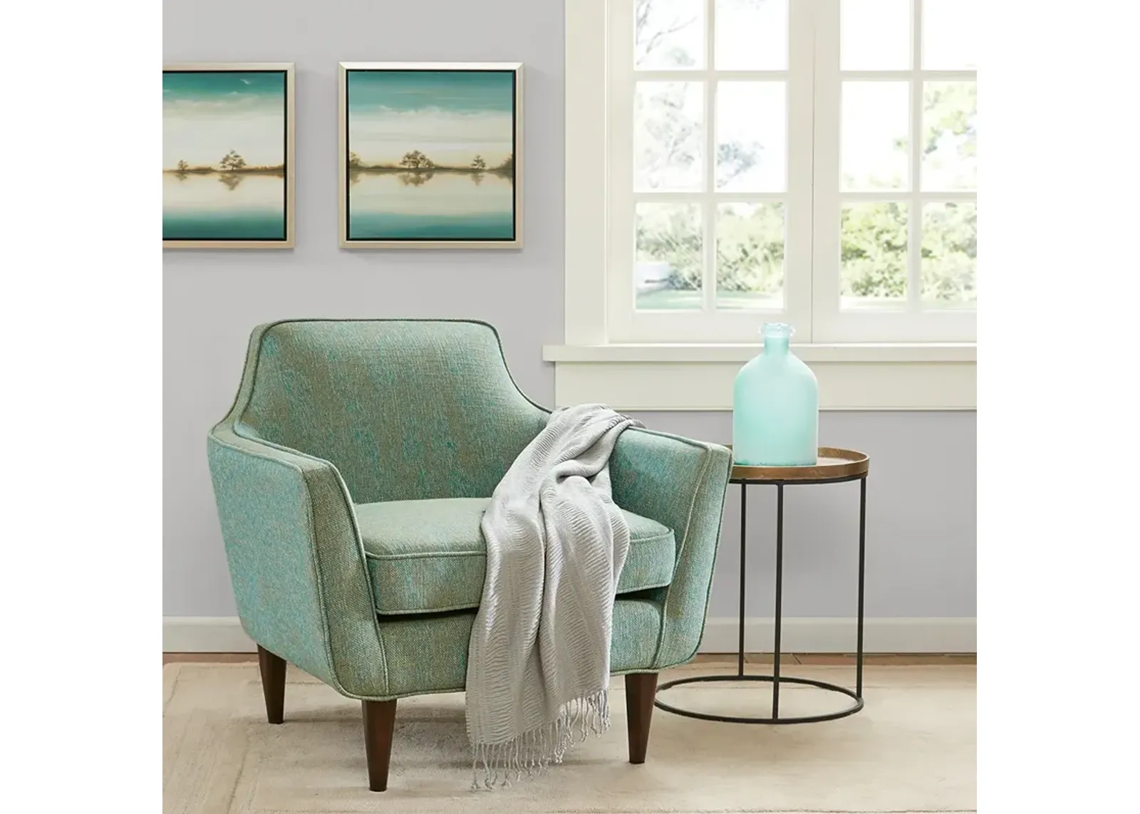 Madison Park Cruz Blue-Green Mid Century Accent Chair