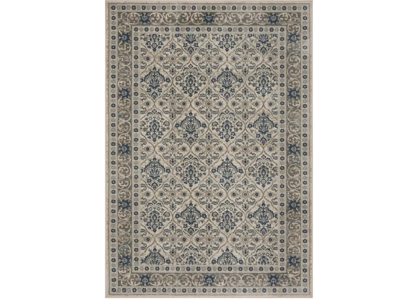 Brentwood 870 Light Grey / Blue 5'-3" X 7'-6" Medium Rectangle Powerloomed Rug