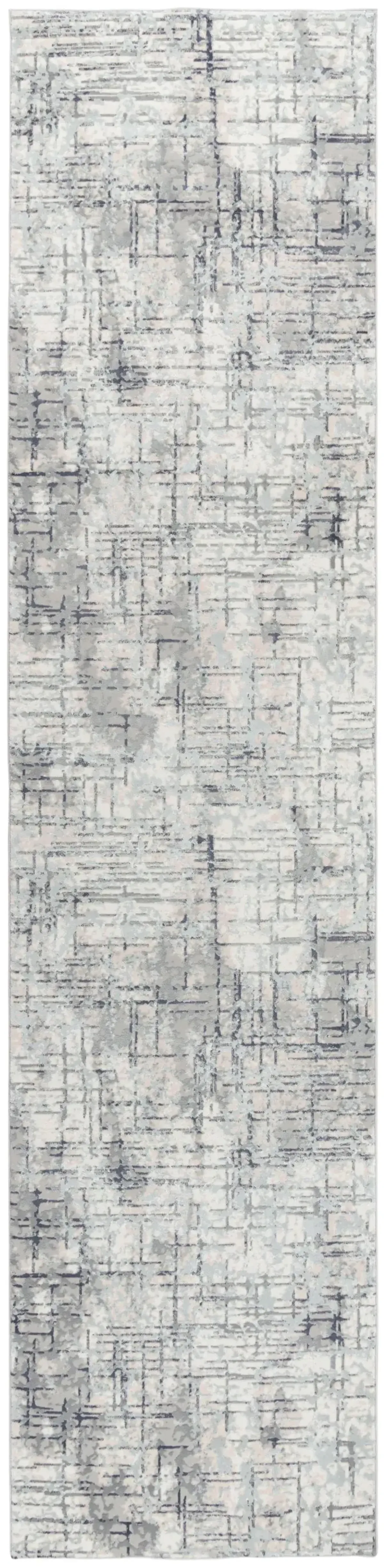 Chelsea Cream/Gray Abstract Polyester 2'7" x 9'6" Runner Rug