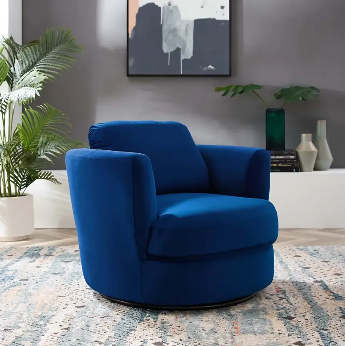 Pirouette Performance Velvet Swivel Armchair