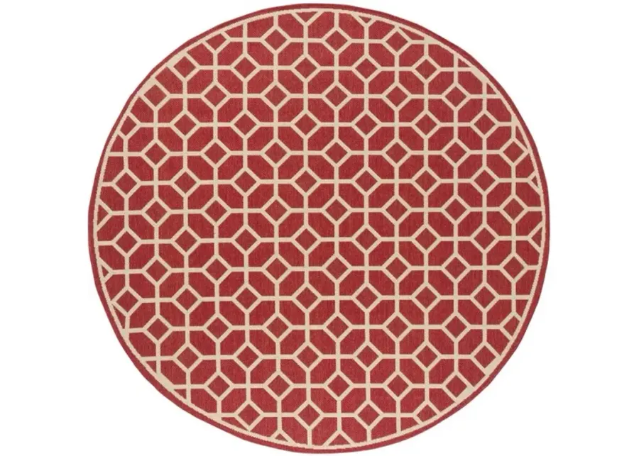 LINDEN 127 Collection LND127Q-6R Red / Creme 6'-7" X 6'-7" Round